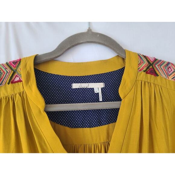 Anthropologie Floreat Womens Raella Yellow Embroidered Dress XL - Picture 6 of 8